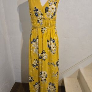 Japna Yellow Floral Maxi Dress Size M